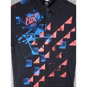 Fox Racing Polo Shirt Men's Large (FITS MEDIUM) Abstract Art AOP Y2K